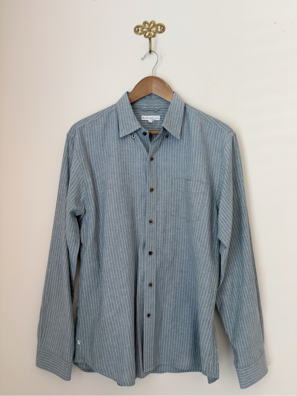 Alex Mill Green Cotton Linen Mill Striped Shirt Men's Large